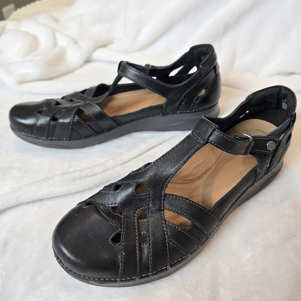 Clarks Unstructured Womens Black  Cora Dream T-strap Mary Jane 11